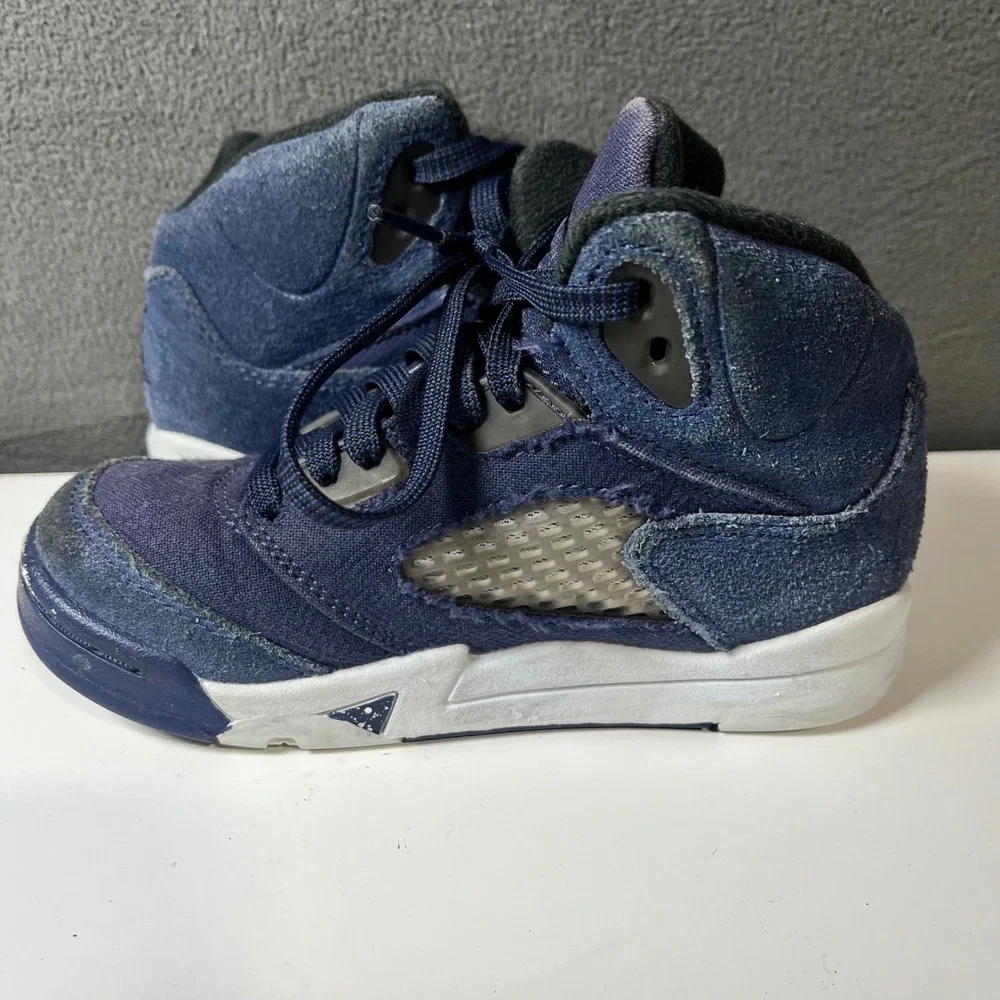 Jordan 5 Retro SE Craft Midnight Navy Kids Sneakers FN5453-400 Size 11C
